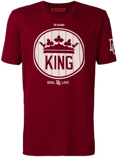 Dolce & Gabbana Burgundy Cotton T-shirt With King Printed In Multi