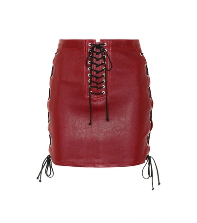 Ben Taverniti Unravel Project Unravel Leather Side Lace Up Skirt In Purple. In Red