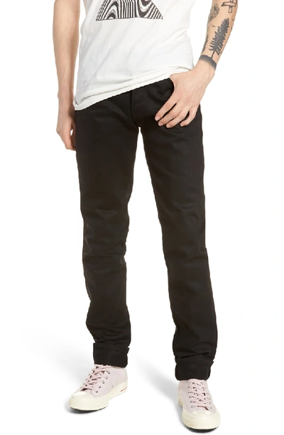 Naked And Famous Naked & Famous Super Skinny Guy Skinny Fit Jeans In Solid Black Selvedge