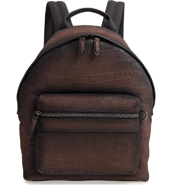 Salvatore Ferragamo Firenze Leather Backpack - Brown In Moro | ModeSens