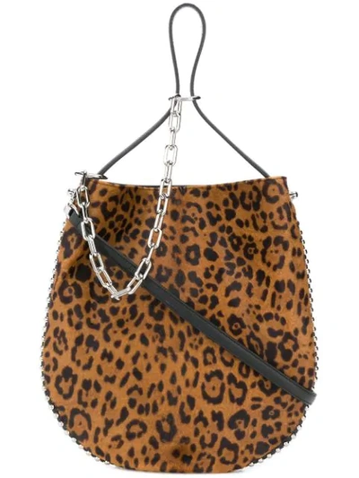 Alexander Wang Roxy Leather & Genuine Calf Hair Bucket Bag - Brown In Leopard