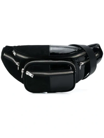 Alexander Wang Suede And Patent Attica Fanny Pack In Black