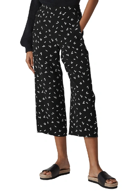 Whistles Camilla-print Cropped Pants In Black