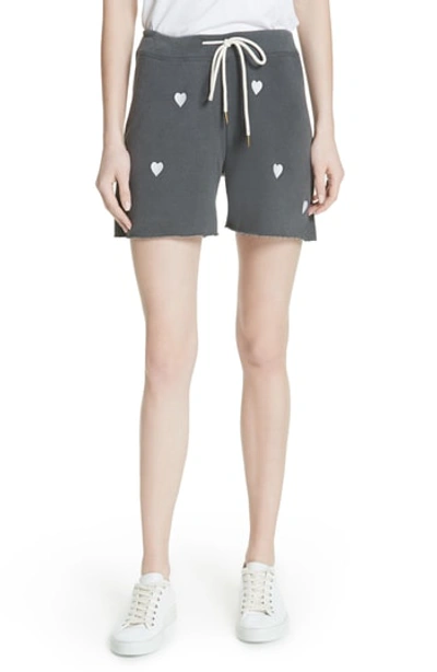 The Great The Sweat Shorts In Washed Black/ White Hearts