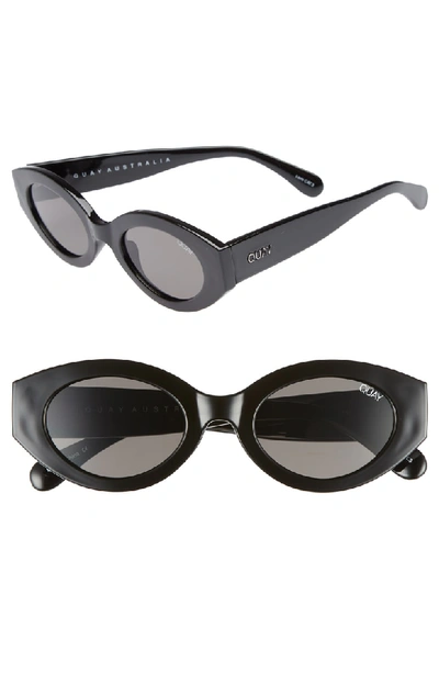 Quay See Me Smile 50mm Cat Eye Sunglasses - Black/ Smoke