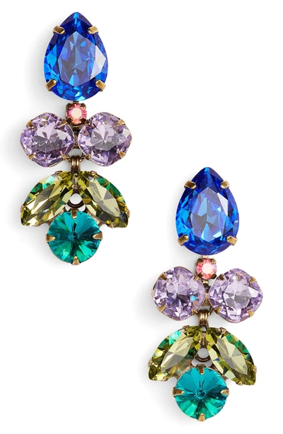 Sorrelli Lotus Flower Crystal Drop Earrings In Blue Multi