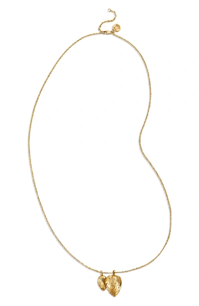Tory Burch Almond Charm Necklace In Brass