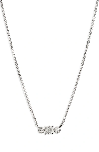 Dana Rebecca Designs Sadie Diamond Baguette Pendant Necklace In White Gold