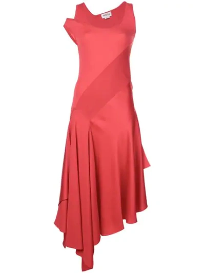 Monse Scoop-neck Patchwork Sleeveless Asymmetric Dress In Red