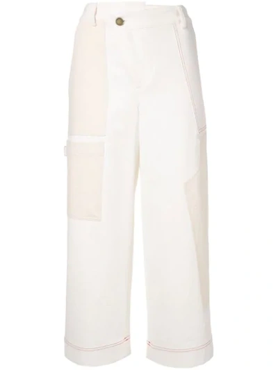 Monse Patchwork Wide-leg Cotton-twill Cargo Pants In Ivory