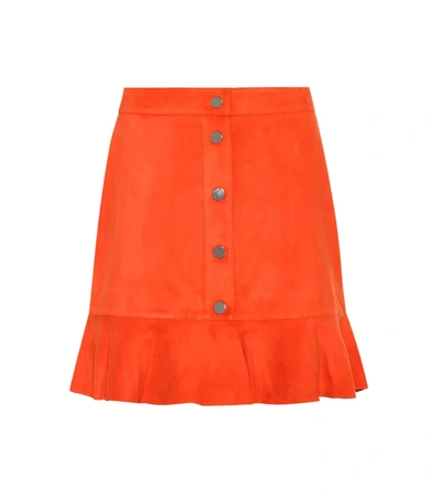 Ganni Salvia Ruffle Mini Skirt In Orange