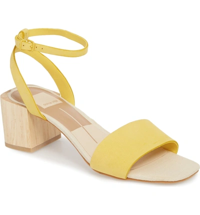 Dolce Vita Women's Zarita Leather Block Heel Sandals In Yellow Nubuck