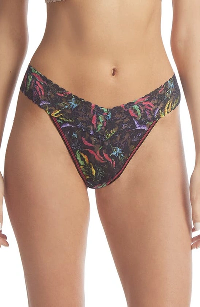 Hanky Panky Print Lace Original Rise Thong In Floating