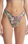 Hanky Panky Print Lace Low Rise Thong In Florist