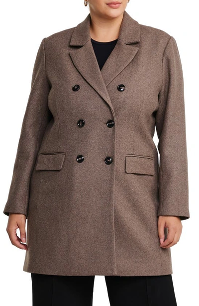 Estelle Redford Double Breasted Coat In Mocha