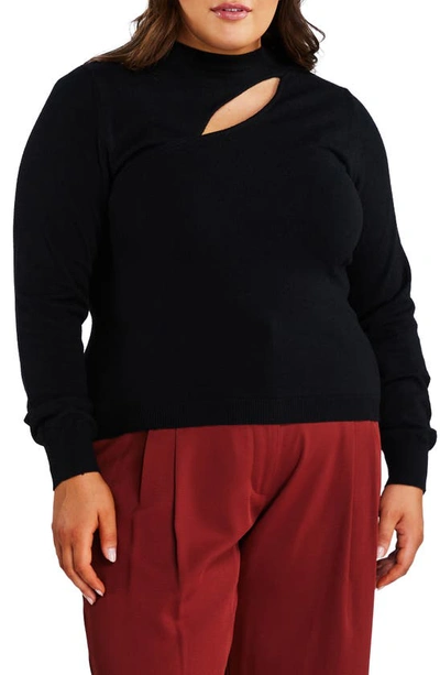 Estelle Asymmetric Cutout Sweater In Black