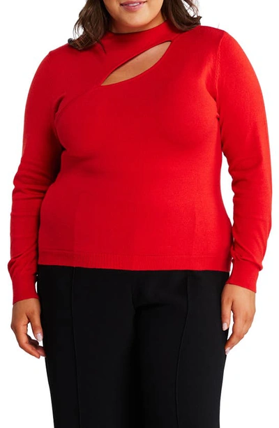 Estelle Asymmetric Cutout Sweater In Pumpkin