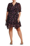 Estelle Tulip Garden Dress In Black/ Pink