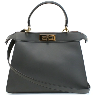 Fendi Peekaboo Grey Leather Handbag ()