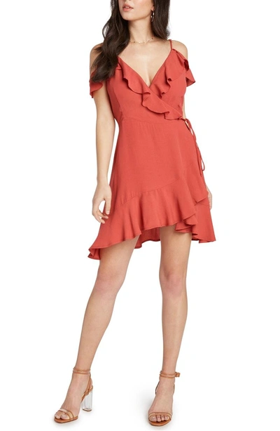 Willow & Clay Cold Shoulder Wrap Dress In Coral