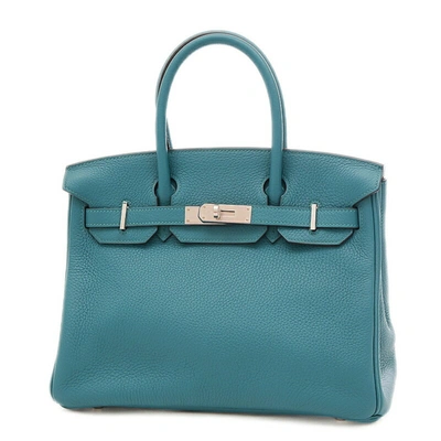 Hermes Hermès Birkin 30 Blue Leather Handbag ()