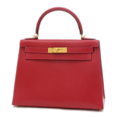 Hermes Hermès Kelly 28 Red Leather Handbag ()