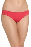 Tommy Bahama Side Shirred Hipster Bikini Bottoms In Cerise