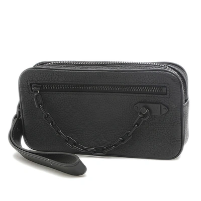 Pre-owned Louis Vuitton Pochette Volga Black Leather Clutch Bag ()