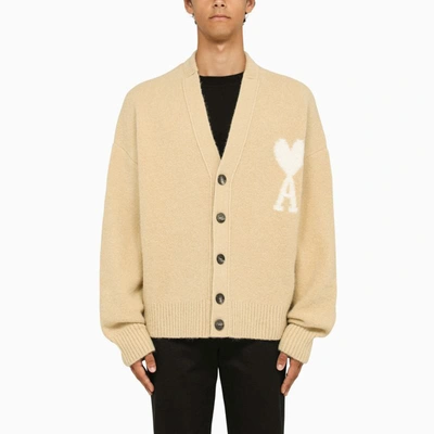Ami Alexandre Mattiussi Ami Paris Ami De Coeur Vanilla Cardigan In