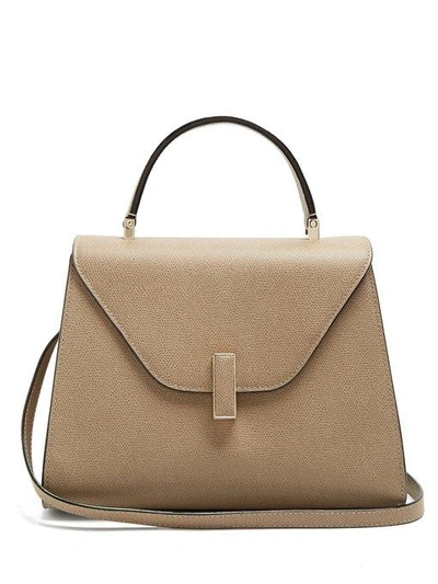 Valextra Iside Mini Grained-leather Bag In Light Grey