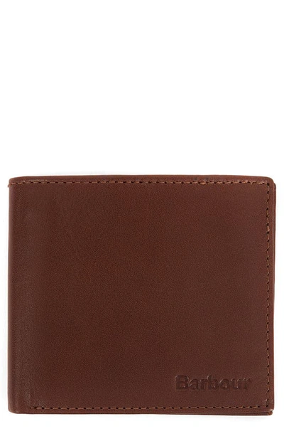 Barbour Colwell Leather Bifold Wallet In Brown/ Classic Tartan