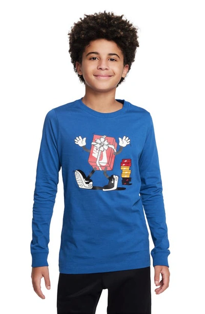Nike Kids' Sportswear Long Sleeve Graphic T-shirt In Game Royal