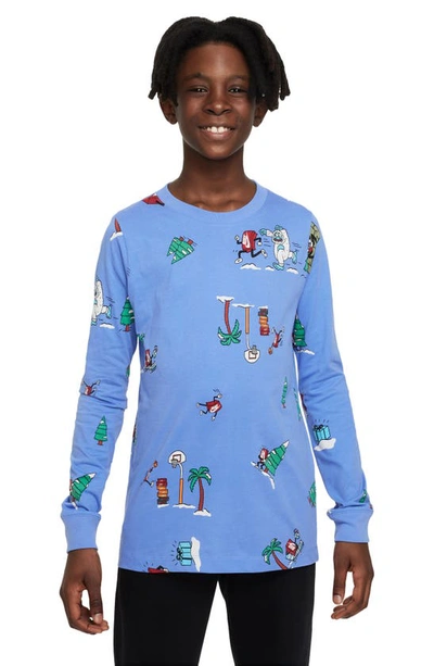 Nike Kids' Sportswear Long Sleeve Cotton Graphic T-shirt In Polar