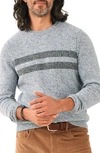 Faherty Surf Stripe Cotton Blend Sweater In Grey Sea