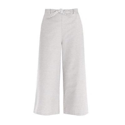 Paisie Horizontal Striped Wide Leg Culottes With Tie Belt