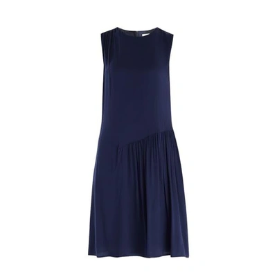 Paisie Shift Dress With Gathered Shoulder & Side Panel In Navy