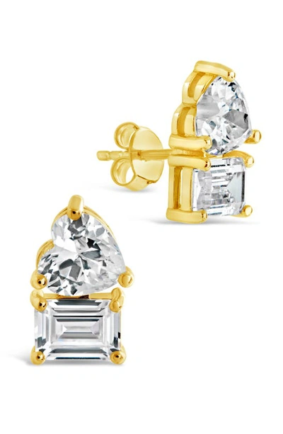 Sterling Forever Tiffany Cubic Zirconia Stud Earrings In Gold