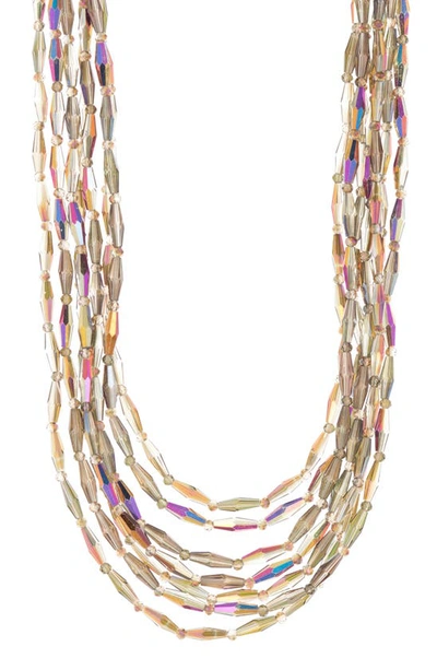 Natasha 8-row Beaded Necklace In Gray Abalone