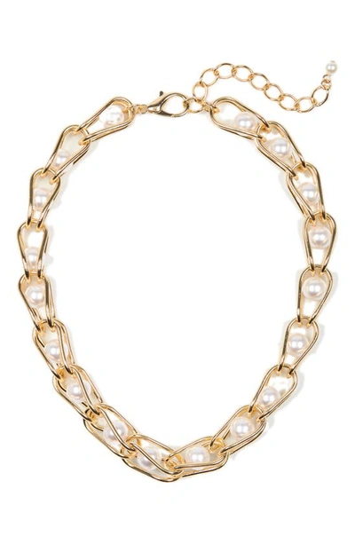 Natasha Imitation Pearl Necklace In Gold