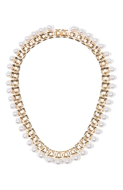 Natasha Imitation Pearl Necklace In Gold