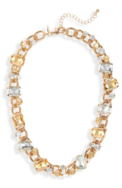 Natasha Crystal Chain Link Necklace In Gold