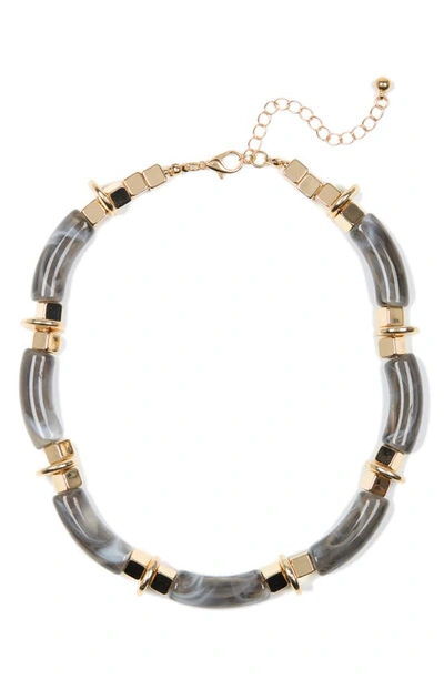 Natasha Marble Stone Necklace In Gold-gray