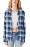Lucky Brand Cloud Plaid Boyfriend Shirt In Blue Plaid