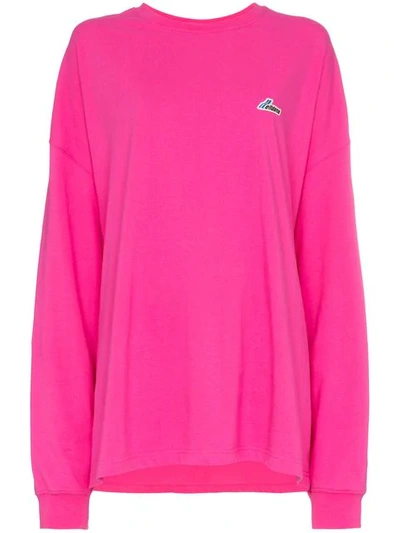 We11 Done We11done Well Done Patch Oversized Cotton Jersey Sweatshirt In Pink