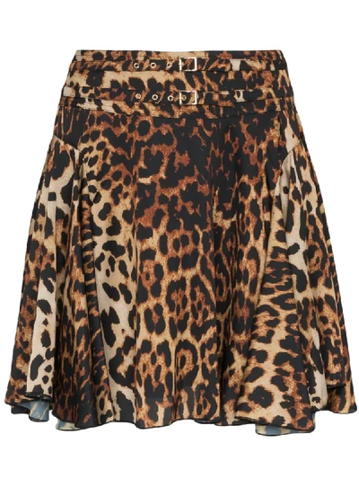 We11 Done We11done High Waisted Leopard Print Mini Skirt - Brown