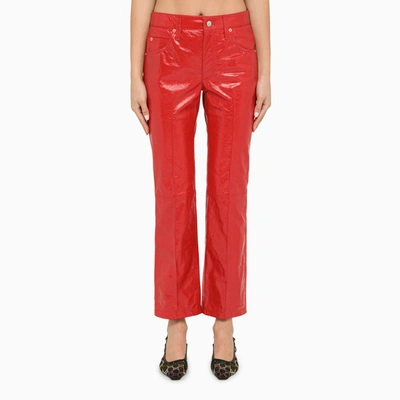 Gucci Naplack Leather Pants In Bright Red