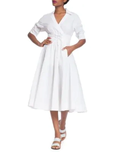 Tracy Reese Corset Shirt Dress In Soft White