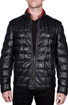 Missani Le Collezioni Reversible Leather Puffer Jacket In Black/ Red
