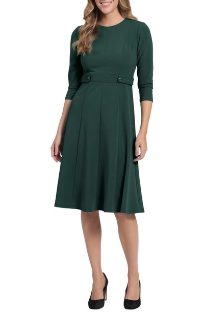 London Times Women's Tab-waist Fit & Flare Dress In Emerald