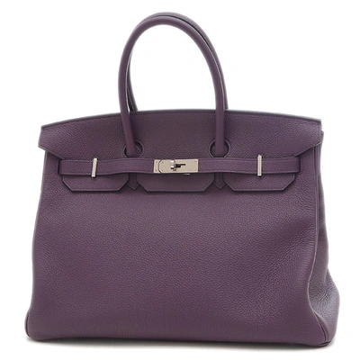 Hermes Hermès Birkin 35 Purple Leather Handbag ()